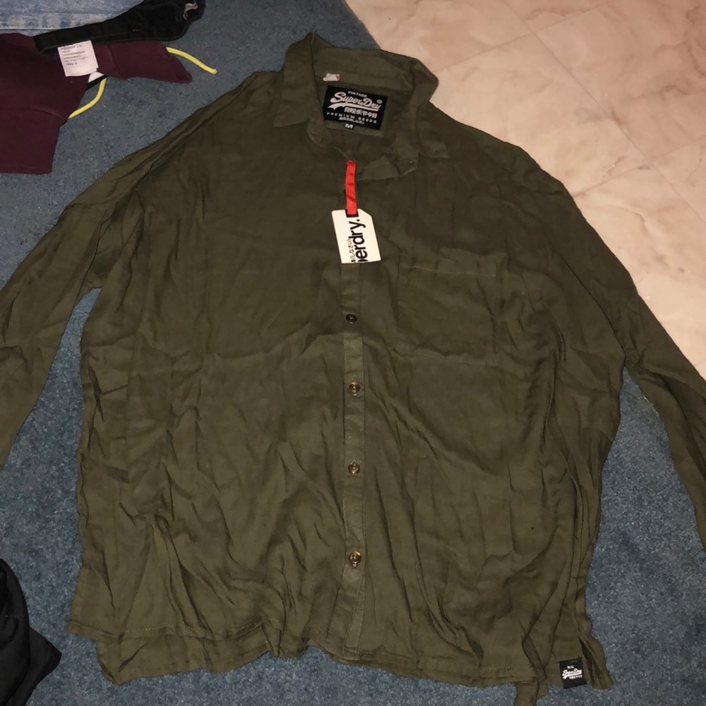 Khaki button down shirt with collar